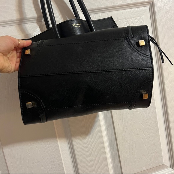 CELINE Black Pebbled Calfskin Leather Medium Phantom Luggage Tote Bag - Picture 3 of 8